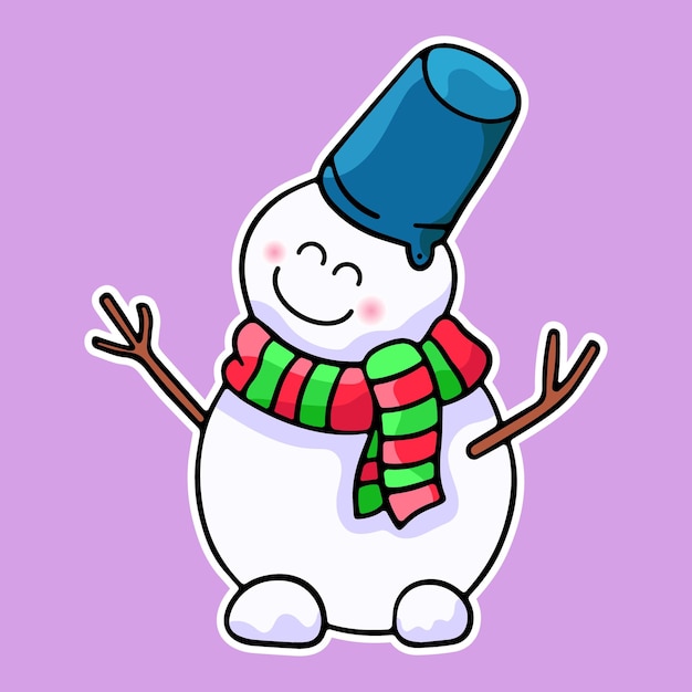 Cute Christmas snowman vector design element hand drawn