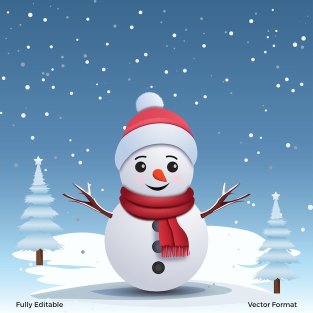 Vector cute christmas snowman