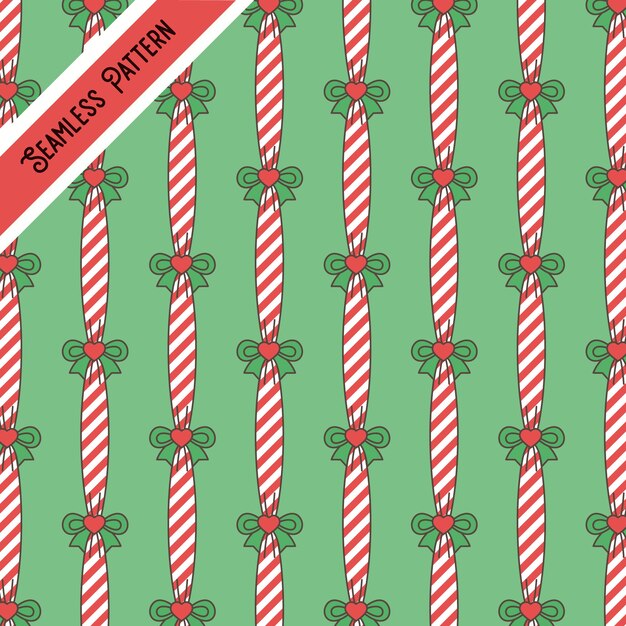 Vector cute christmas stripes and hearts seamless pattern 