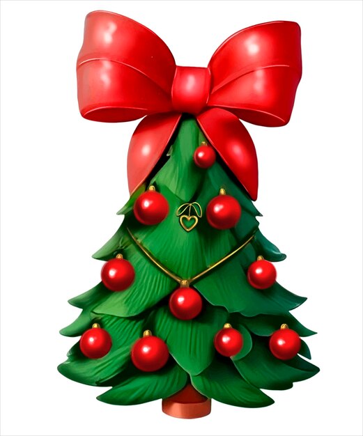 Cute Christmas tree 3d cartoon character Isolated art png