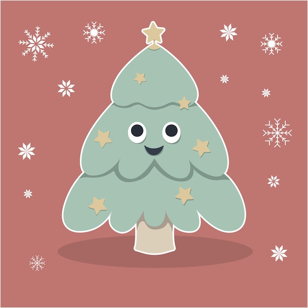 cute christmas tree cartoon decoration