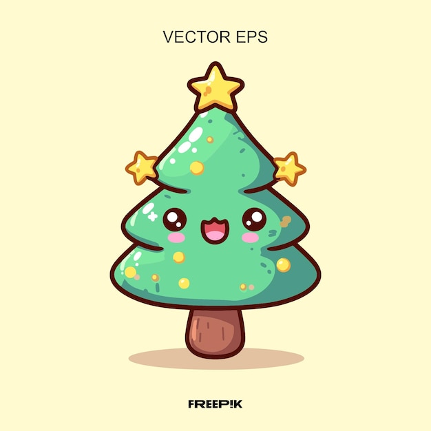 cute christmas tree model 3 vector eps