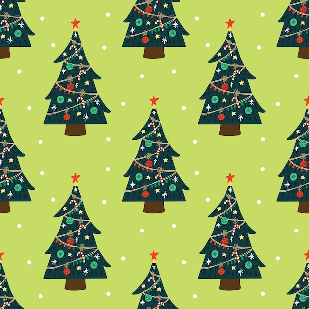 cute christmas trees seamless pattern for wrapping paper