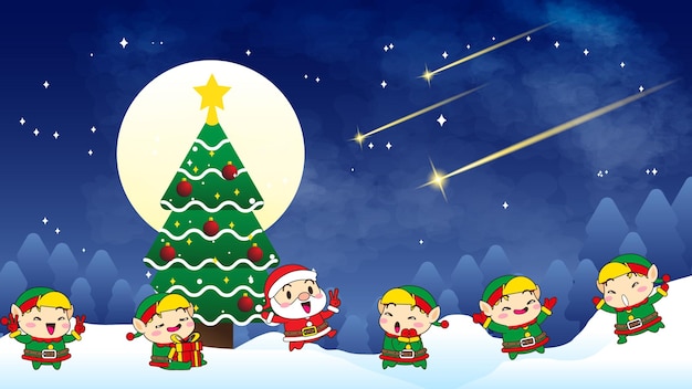 Cute Christmas vector background illustration