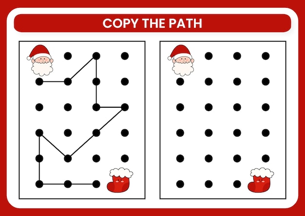 Carino foglio di lavoro di natale copia il sentiero