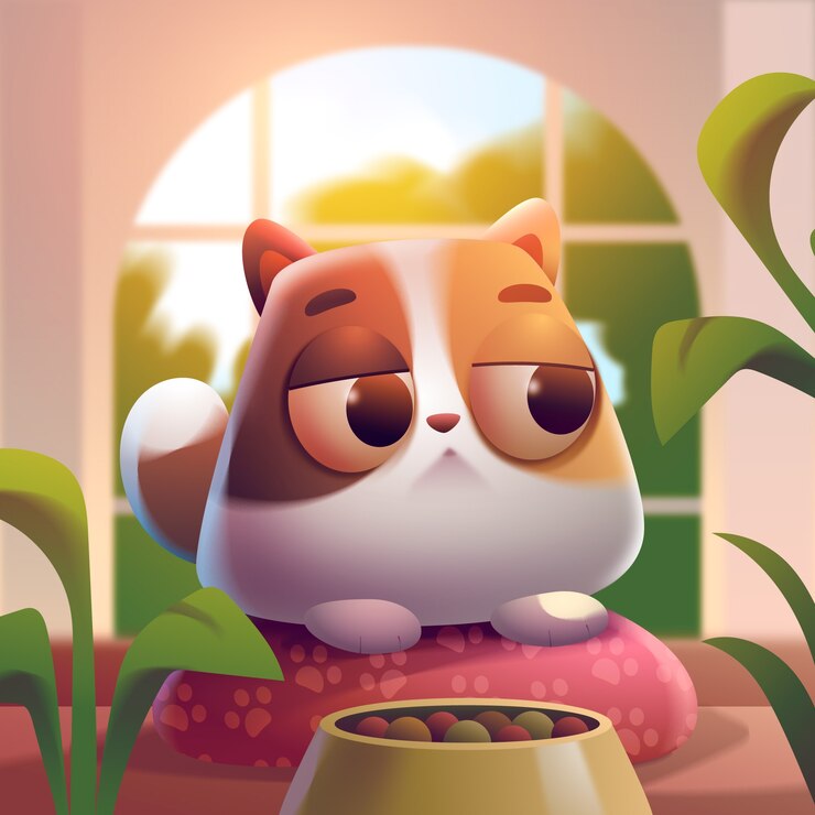 Vector cute chubby cat
