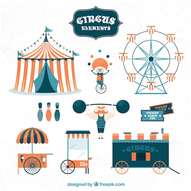 Vector cute circus elements collection