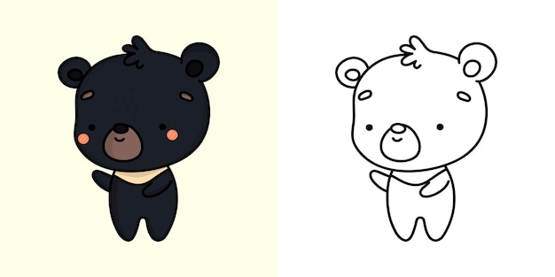 Cute Clipart Himalayan Bear Illustration and For Coloring Page. Cartoon Clip Art Himalayan Bear.