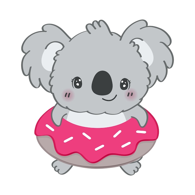 Vector cute clipart koala bear illustration in cartoon style.  cartoon clip art koala in a lifeline.