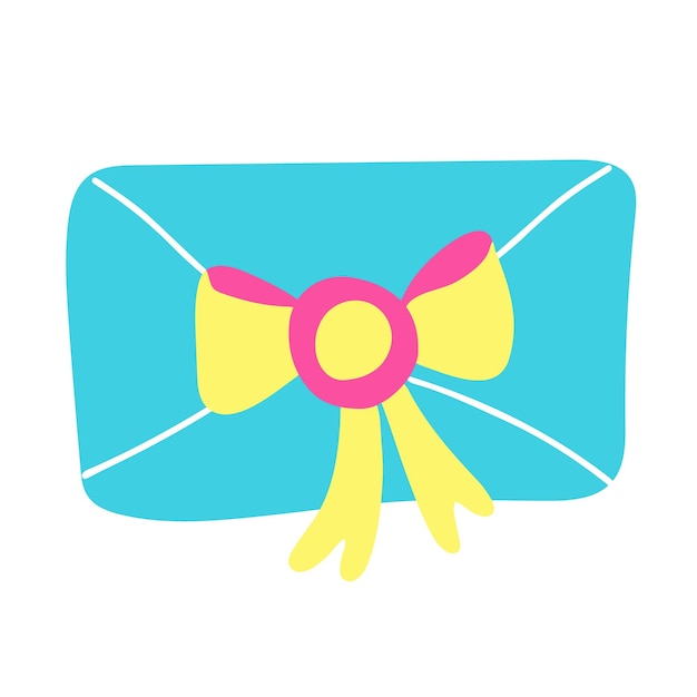 A cute closed fairytale envelope decorated with a bow ribbon