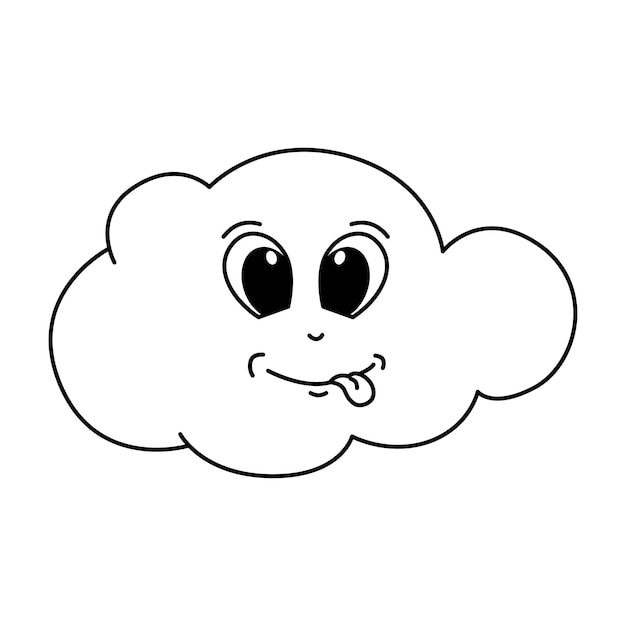 Cute cloud cartoon coloring page illustration vector For kids coloring book