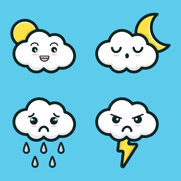 Cute cloud character cartoon collection