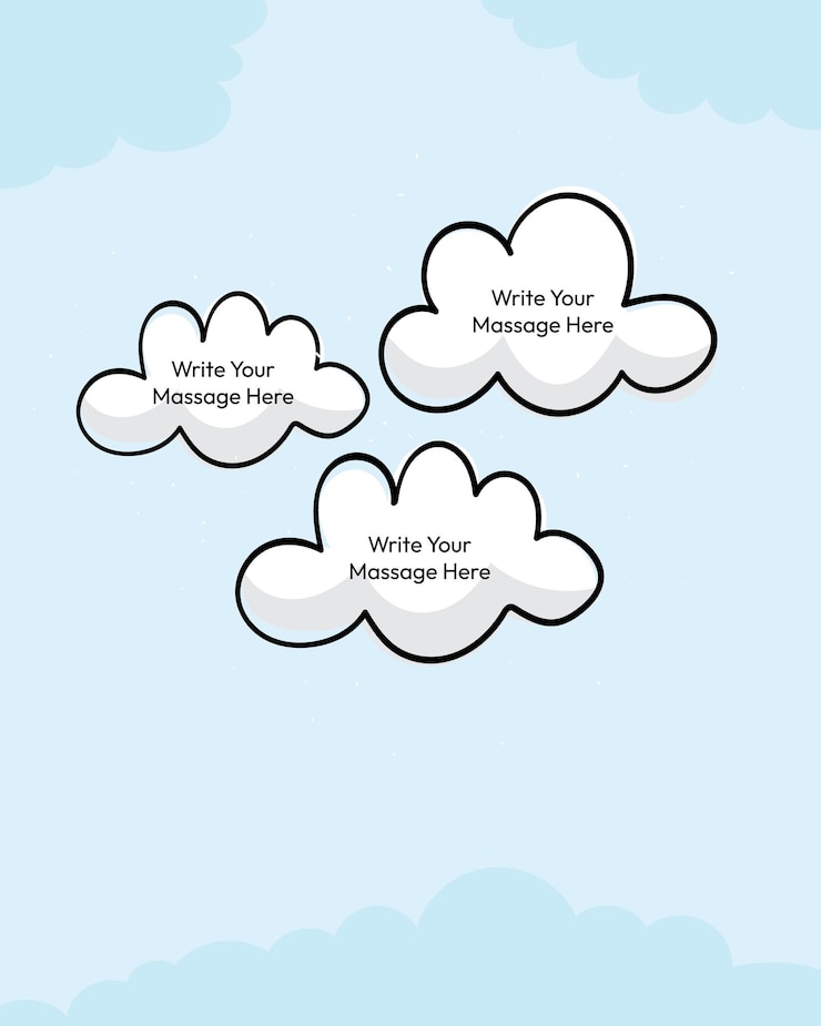 Vector cute cloud message template