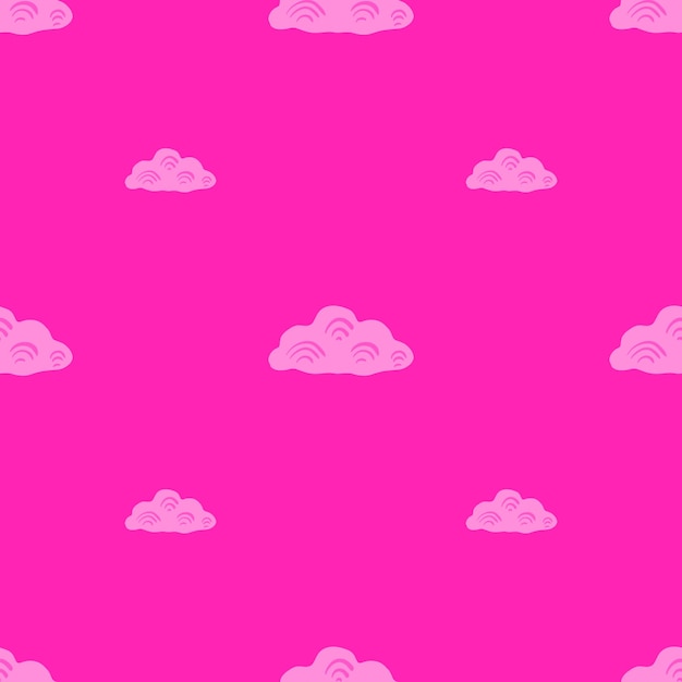 Cute clouds seamless pattern. Stylized children ornament. Repeated texture in doodle style for fabric, wrapping paper, wallpaper, tissue. Vector illustration.