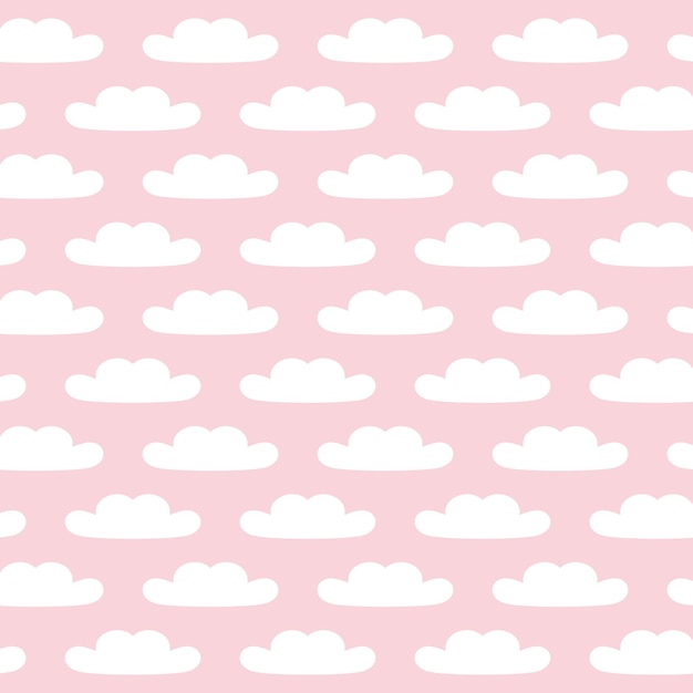 Cute Cloudy Seamless Pattern on Pink Background