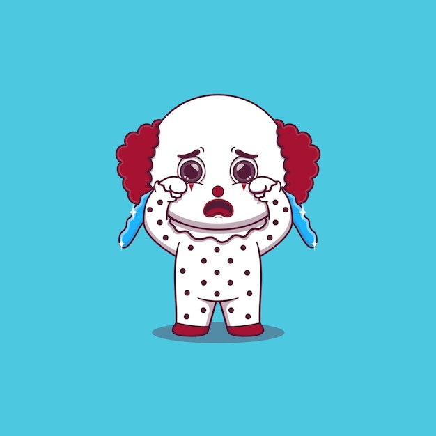 Cute clown crying with tears