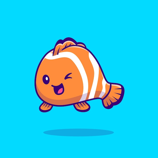 Vector cute clown fish cartoon vector  illustration. sea animal  concept isolated  vector. flat cartoon style