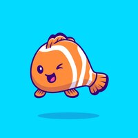 Cute clown fish cartoon vector  illustration. sea animal  concept isolated  vector. flat cartoon style