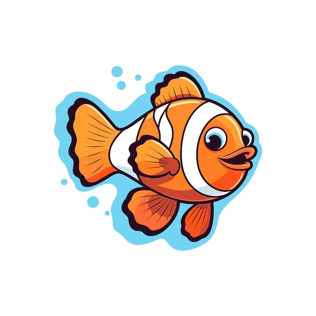 Vector cute clownfish swimming cartoon vector icon