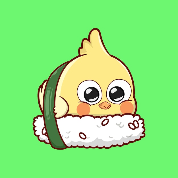 ベクトル かわいいオカメインコ寿司イラスト