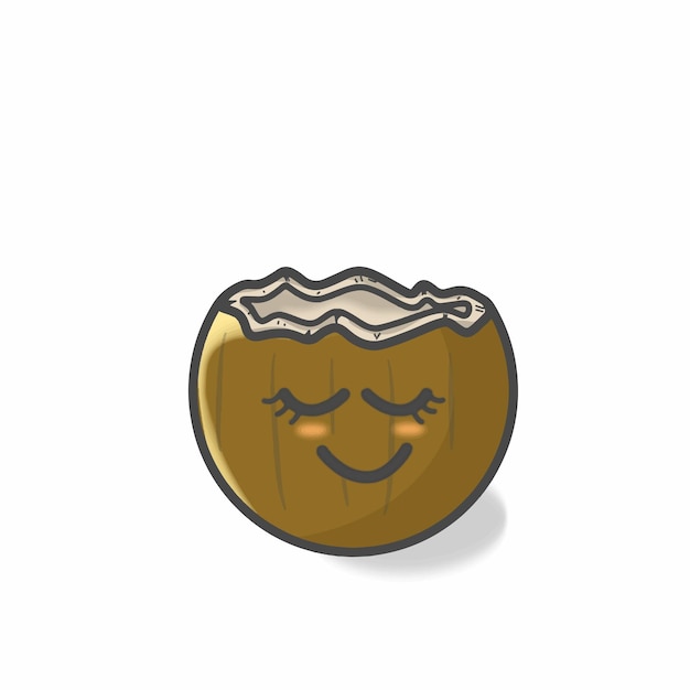 Симпатичный кокосовый персонаж Плоский мультфильм Векторный дизайн шаблона Иллюстрация