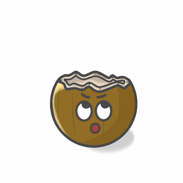 Cute coconut character flat cartoon vector template design illustration