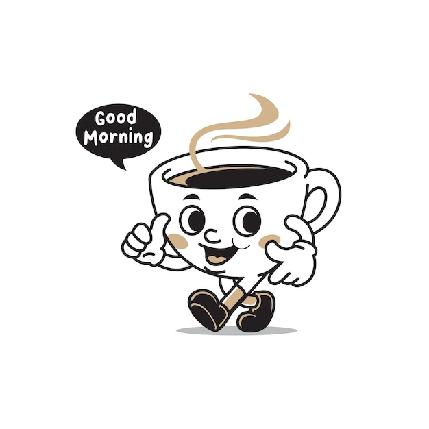 cute coffee cup mascot coffee lover