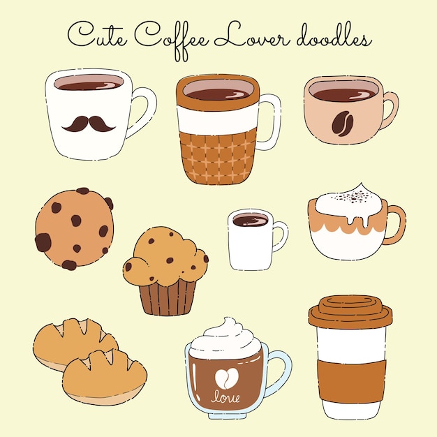 Cute Coffee Lover doodles