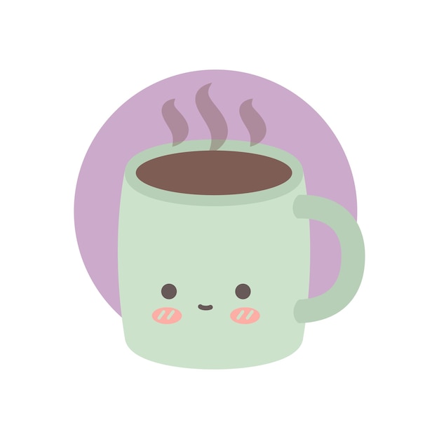 Vector cute coffee mug cartoon illustration