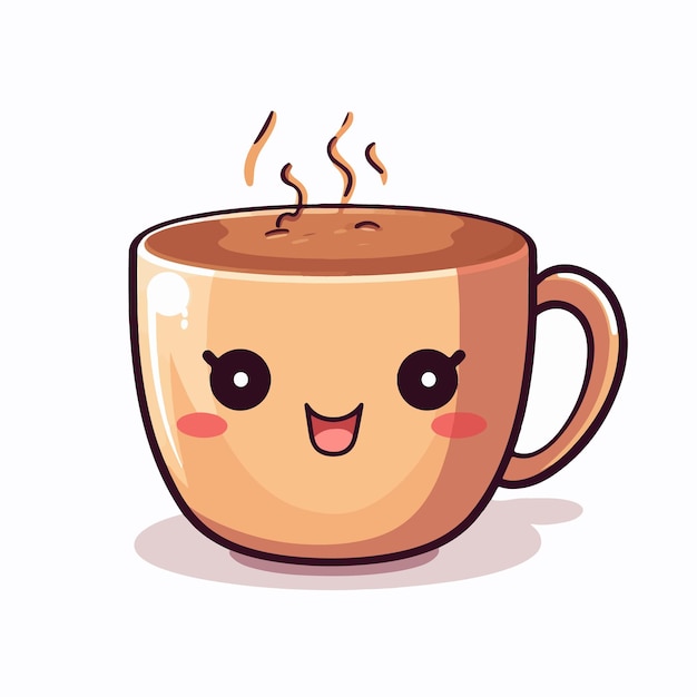 かわいいコーヒー マグカップの顔イラスト デザイン テンプレート ベクトル