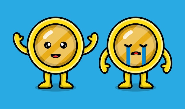 Cute coin character cartoon illustration