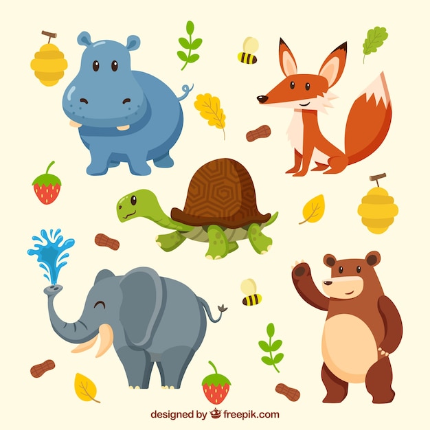 Vector cute collection of smiley animals