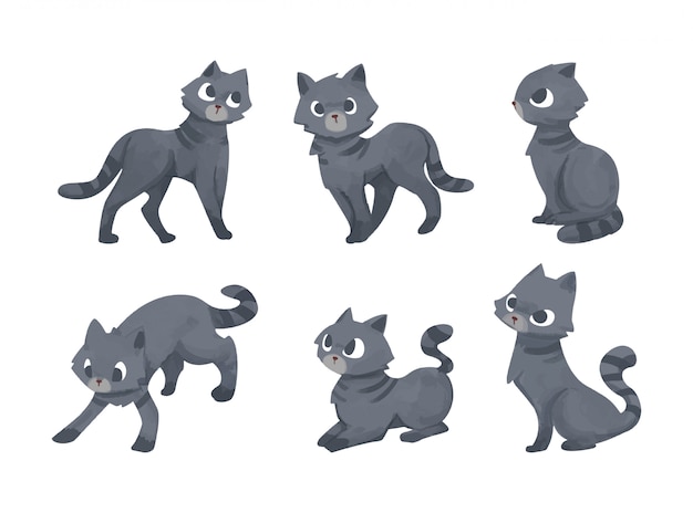 cute collection watercolor kittens