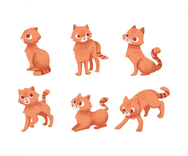 cute collection watercolor kittens