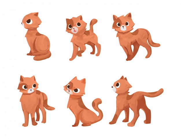 cute collection watercolor kittens