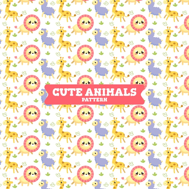 Vector cute collorful animals pattern