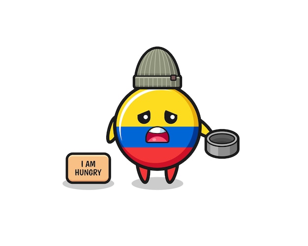 cute colombia flag beggar cartoon character
