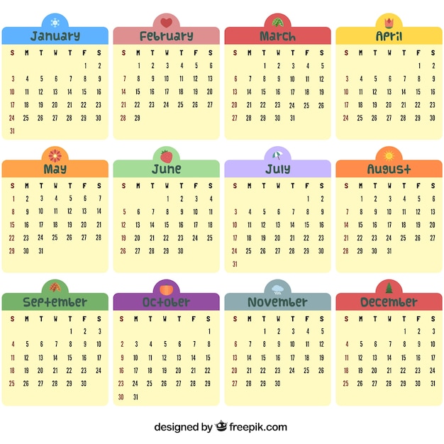 Симпатичные цвета календарь