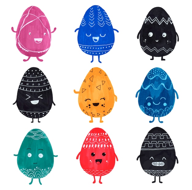 Cute colored easter eggs 