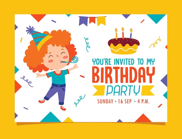 Vector cute colorful birthday card template