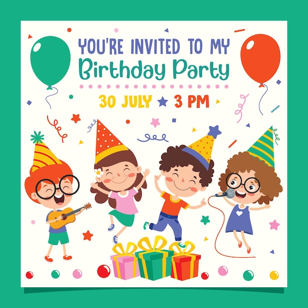 Cute Colorful Birthday Card Template