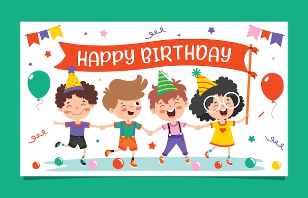 Cute colorful birthday card template