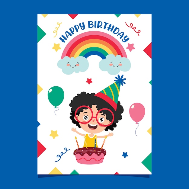 Cute colorful birthday card template