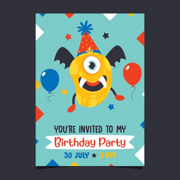 Cute colorful birthday card template