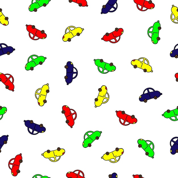 Cute And Colorful Cartoon Vector Car Transportation Seamless Pattern