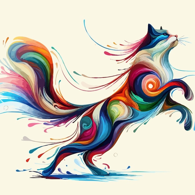 cute colorful cat cartoon vector on white background