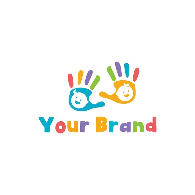 cute colorful childrens hand logo