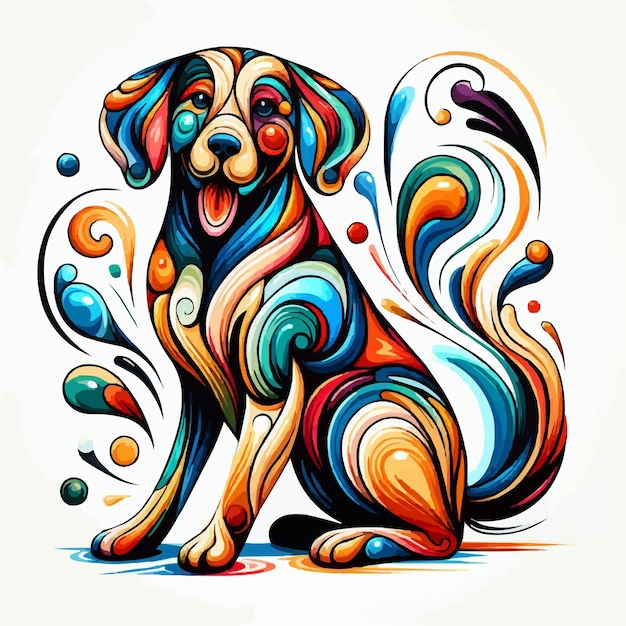 cute colorful dog cartoon vector on white background