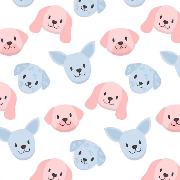 Cute colorful dogs face pattern