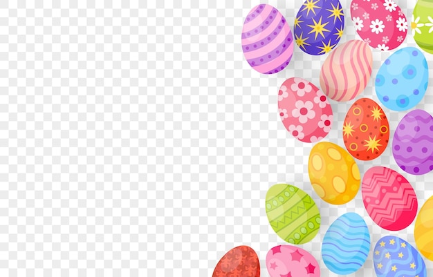 귀여운 다채로운 부활절 달걀 기호 png에 행복 한 부활절 만화 디자인 벡터